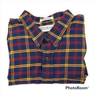 Givenchy Monsieur Plaid Single Needle Short Sleeve Button Down Shirt 2X Big